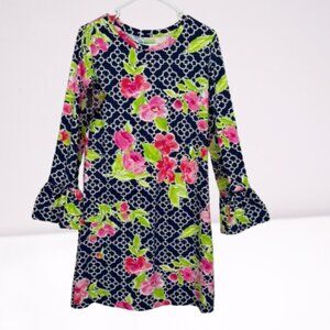 IBKUL Floral Long Sleeve UPF 50 Athletic Golf Dress size M Navy/Pink/Green